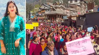 कल्पना का फाइल फोटो व मनाली में प्रदर्शन करते लोग। जागरण