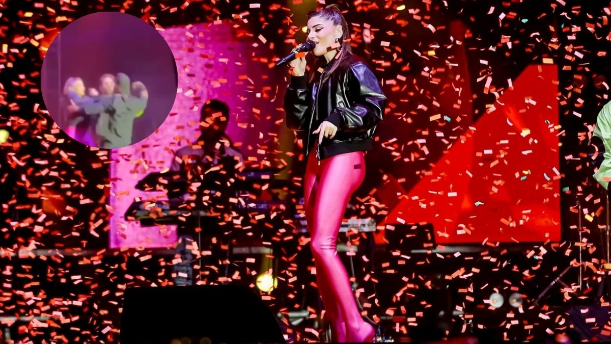 kanika kapoor manhandled by fan midperformance at meghalaya concert video viral