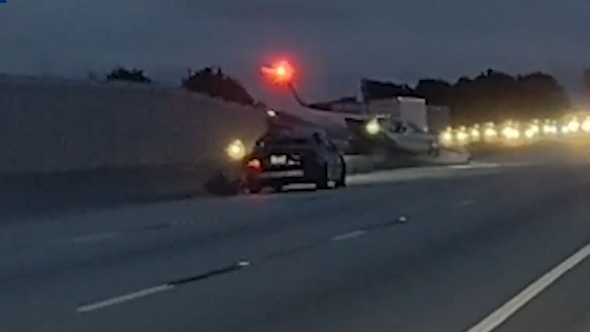 plane collided with a speeding car in america horrifying video of emergency landing surfaced