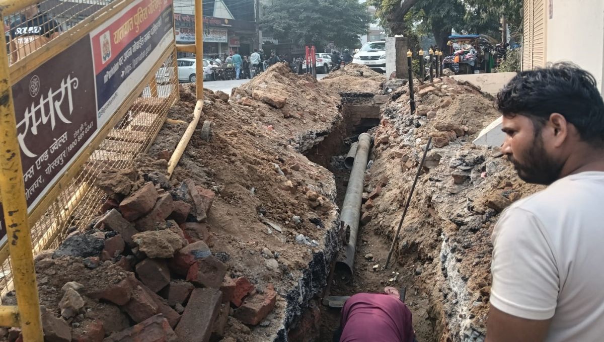 gorakhpur road dug up after construction