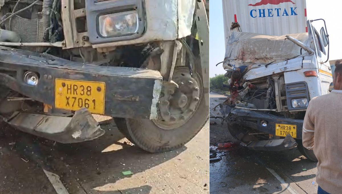 kanpur container driver dies in highway collision