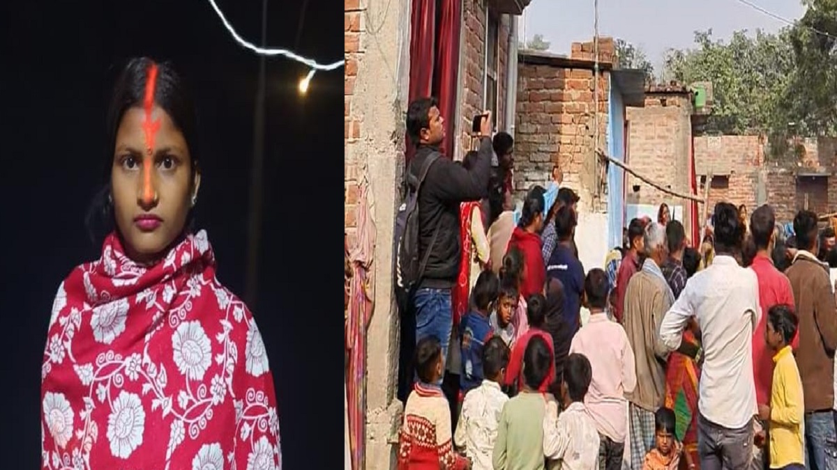 a four month pregnant woman was strangled to death and her body was then hung from a ceiling fan her in laws are absconding the incident took place in west champaran