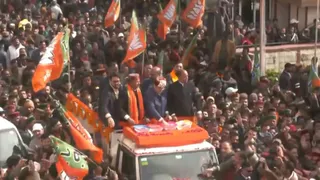 शिमला में अभिनंदन रैली में जेपी नड्डा व अन्य नेता। जागरण