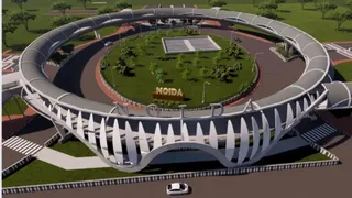 सेक्टर-62 स्थित मॉडल टाउन गोलचक्कर पर प्रस्तावित स्काईवॉक का मॉडल। सौ. अधिकारी