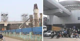 बर्रा -8 में बन रहा मेट्रो स्टेशन व नौबस्ता का मेट्रो स्टेशन । जागरण