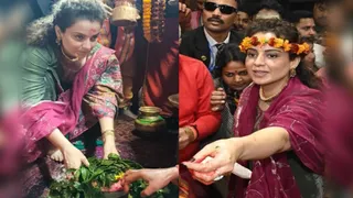 बाबा बासुकीनाथ और बाबा बैद्यनाथ में पूजा करतीं कंगना रनाैत। ( फोटो जागरण)