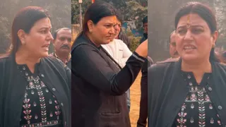 बीजेपी पार्षद रेणु चौधरी का विदेशी नागरिक को हिंदी सीखने की चेतावनी देने का वीडियो ग्रैब।