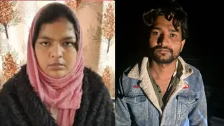 राहुल हत्याकांड में गिरफ्तार पत्नी रूबी और गौरव।