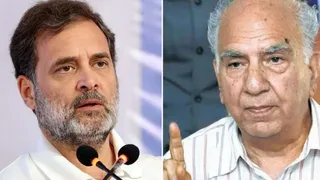 लोकसभा में विपक्ष के नेता राहुल गांधी और हिमाचल के पूर्व सीएम शांता कुमार। जागरण आर्काइव