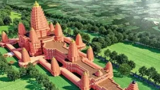 कैथवलिया में निर्माणाधीन विराट रामायण मंदिर का कार्य चल रहा है। फाइल फोटो