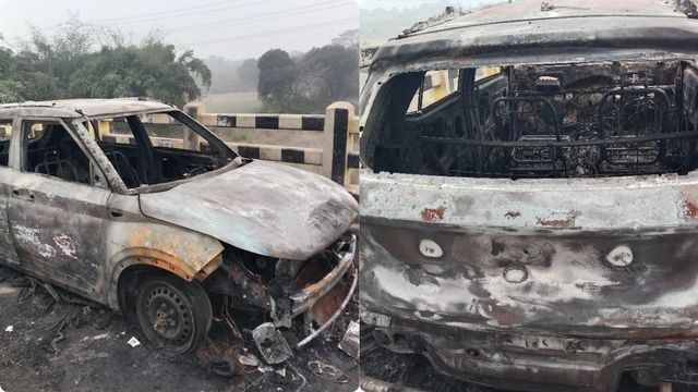 समस्तीपुर में चलती कार में भीषण आग, शीशा तोड़कर चालक ने बचाई जान