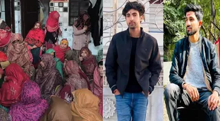 सौरभ के घर पर गमजदा महिलाएं व आयुष उर्फ पुनीत और सौरभ। (फाइल फोटो)