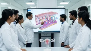 भ्रूण के प्रत्यारोपण का अध्ययन करने को एंडोमेट्रियम की प्रति बनाई (Image Source: AI-Generated)