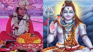 मुंगेर के जमालपुर रामपुर रेलवे मैदान में आयोजित महाशिवपुराण कथा सुनातीं कृष्णा किशोरी।