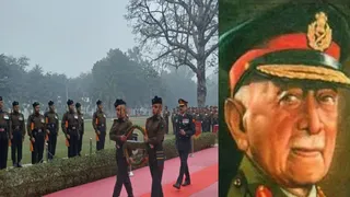 मेरठ में पूर्व सैनिक दिवस पर पाइन वार मेमोरियल पर बलिदानियों को श्रद्धासुमन अर्पित किए गए। इंसेट में फील्ड मार्शल केएम करियप्पा का फाइल फोटो।
