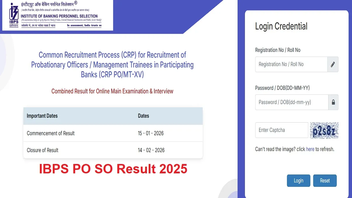 IBPS PO SO Result 2025 Link: आईबीपीएस पीओ एसओ मेंस एग्जाम एवं इंटरव्यू रिजल्ट जारी, 1 क्लिक में डाउनलोड करें स्कोरकार्ड
