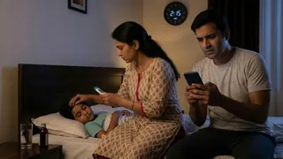 आधी रात को बच्चे को बुखार आए, तो पैनिक होने के बजाय करें ये काम (Image Source: AI-Generated)