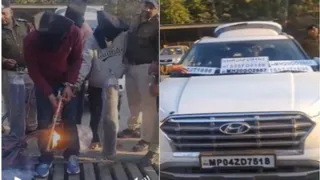 गिरफ्तार आरोपियों ने लोहा काटने का डेमो दिखाया, उनकी कार से अलग-अलग नंबर प्लेट भी बरामद हुईं।