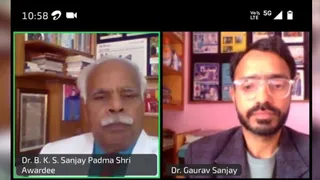 दैनिक जागरण की ओर से आयोजित अकादमिक विमर्श में सड़क दुर्घटनाओं के कारण और उनके बचाव पर बात रखते एम्स गुवाहाटी के अध्यक्ष एवं रोड सेफ्टी एक्टिविस्ट पद्मश्री डा. बीकेएस संजय (बायें) और डा. गौरव संजय (दायें)। वीडियो ग्रैब