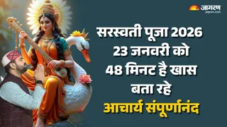 सरस्वती पूजा 2026 : वेद विद्यापीठ गुरुधाम बौंसी के आचार्य संपूर्णानंद।
