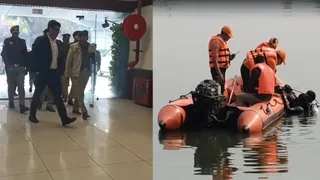 प्राधिकरण दफ्तर पहुंची एसआईटी टीम और युवराज की कार की तलाश में गोताखोर पहुंचे घटनास्थल। फोटो बाएं से दाएं