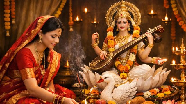 पांच महायोग में आज सरस्वती पूजा, जानिए शुभ मुहूर्त और पूजा की सही विधि