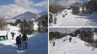 Snowfall In Uttarakhand गढ़वाल क्षेत्र के ऊंचाई वाले पर्यटन स्थलों पर हुई भारी बर्फबारी के बाद देशभर से पर्यटकों की भीड़ उमड़ी है।