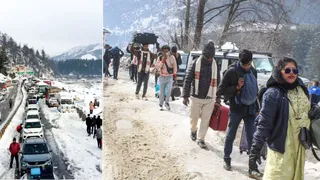 मनाली में बर्फबारी से पर्यटक फंसे, उत्तर भारत में कड़ाके की ठंड (फोटो ANI)