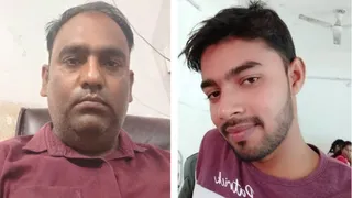 प्रयागराज के यमुनापार इलाके में अज्ञात वाहन की टक्कर से मृत युवकों दीपक और इंद्रपाल की फाइल फोटो।