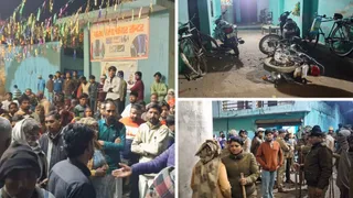 रुड़की के भगवानपुर थाना क्षेत्र के बिनारसी गांव में संत रविदास जयंती की शोभायात्रा के बाद हुए दो पक्षों में संघर्ष के बाद मौके पर मौजूद पुलिस।