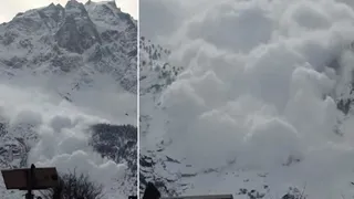 किन्नौर कैलाश के नीचे टूटा हिमखंड। जागरण
