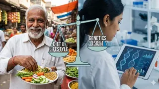जीवनकाल तय करने में जेनेटिक्स का होता है 50% रोल (Image Source: AI-Generated)