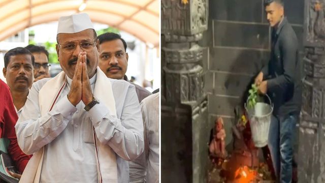 महाराष्ट्र: मुस्लिम विधायक के मंदिर जाने पर विवाद, भाजपा कार्यकर्ताओं ने गोमूत्र से किया 'शुद्धिकरण'