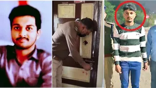 हत्या के आरोपी पीयूष धामनोदिया को पुलिस रूम पर लेकर गई।