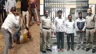 युवक को बेरहमी से पीटा (वीडियो ग्रैब), दूसरे चित्र में गिरफ्तार आरोपित।