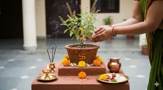 तुलसी चालीसा के पाठ से प्रसन्न होंगी मां लक्ष्मी (Image Source: AI-Generated)