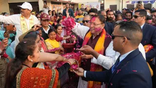 सनातन धर्मशाला रामलीला मैदान खटीमा में आयोजित होली मिलन समारोह में शामिल हुए मुख्यमंत्री पुष्कर सिंह।