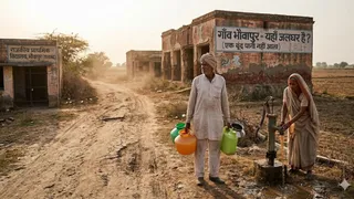 पानी के अकाल से जूझ रहा सोनीपत का भौवापुर गांव। (AI Generated Image)