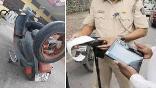 नादौन में घर में खड़े स्कूटर का सोलन टोल पर चालान हो गया।