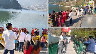 होली मनाने के लिए पर्यटक नैनीताल उमड़े।