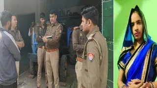 घटनास्थल पर पूछताछ करती पुलिस और पूजा त्यागी का फाइल फोटो।
