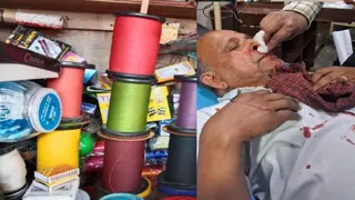 जानजलेवा मांझे का प्रतीकात्मक फोटो और मांझे से जख्मी होने के बाद उपचार कराते सत्यप्रकाश।