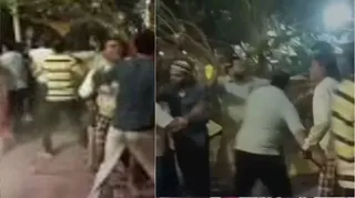 दो समुदायों के लोग आपस में भिड़े (वीडियो ग्रैब)
