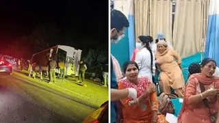 बंगाणा के हरी नगर में बस दुर्घटनाग्रस्त हुई