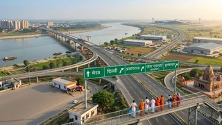 गढ़मुक्तेश्वर अब क्षेत्रीय कनेक्टिविटी का बड़े केंद्र के रूप में उभरता दिखाई दे रहा है। फोटो: एआई जनरेटेड