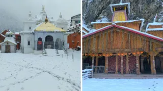 शुक्रवार को गंगोत्री व यमुनोत्री धाम में हुई बर्फबारी का खूबसूरत नजारा।