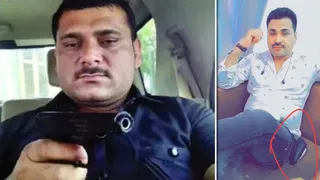 पिस्टल व रिवाल्वर लगाए आरोपित अजय प्रताप के सगे व तहेरे भाई। साभार इंटरनेट मीडिया
