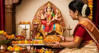 Chaitra Navratri के चौथे दिन देवी कूष्मांडा को भोग लगाएं कद्दू का हलवा (Image Source: AI-Generated)