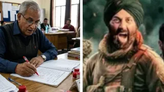 शिक्षक का AI जेनरेटिड फोटो और 'बाॅर्डर-2 फिल्म में सनी देओल। सौ. सोशल मीडिया