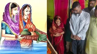 छठ घाट के उद्घाटन के अवसर पर मंत्री दीपक प्रकाश व मधु उपाध्याय। जारण